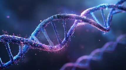 DNA Strand Illustration: 3D Rendering of Genetic Code for Science, Medicine, and Technology Concepts