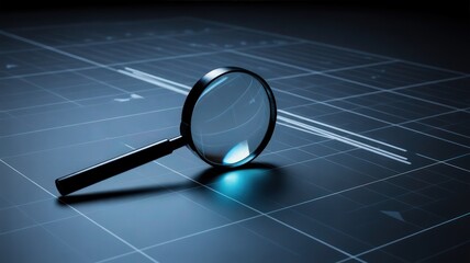 Data Graph and Magnifying Glass | Business Data Analysis and Financial Growth Concept.