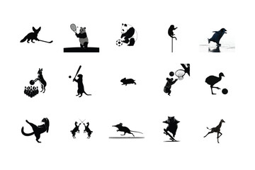 Collection of animals engaged in various sports and activities hockey panda