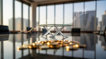 Modern Office Interior | Professional Workspace with Financial Documents and Laptop.