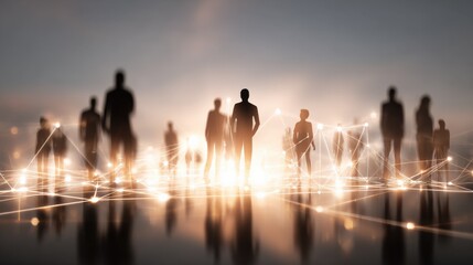 Connected Global Business Network: Diverse Team of Professionals United by Technology and Bright Future Opportunities