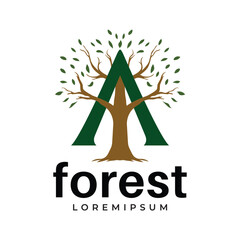 Nature Inspired Letter a with Tree Silhouette Logo