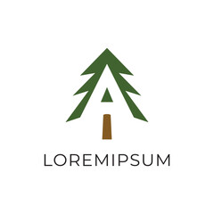 Stylized Green Pine Tree Logo with Letter a