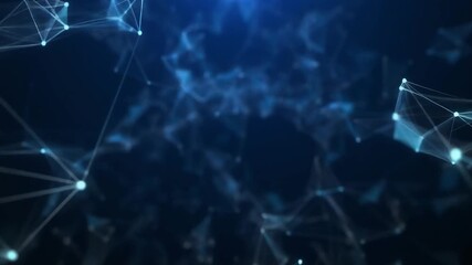 Abstract Blue Technology Plexus Network Background,Futuristic Geometric Connection with Dots and Lines - Powered by Adobe