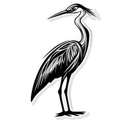 Fototapeta premium Stylized Heron Bird Illustration on Transparent Background