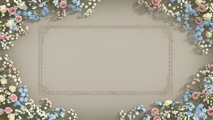 Floral Frame Invitation Card Template A Delightful Design with Roses, Baby's Breath, and Ornamental Border