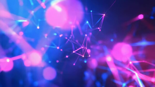 Digital network connections with glowing plexus nodes