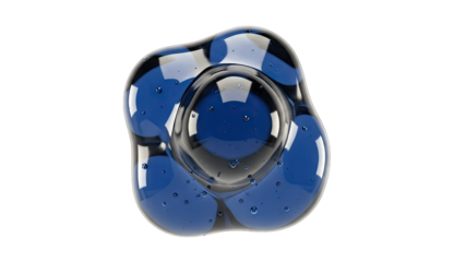 Abstract Blue Blob with Bubbles on White Background