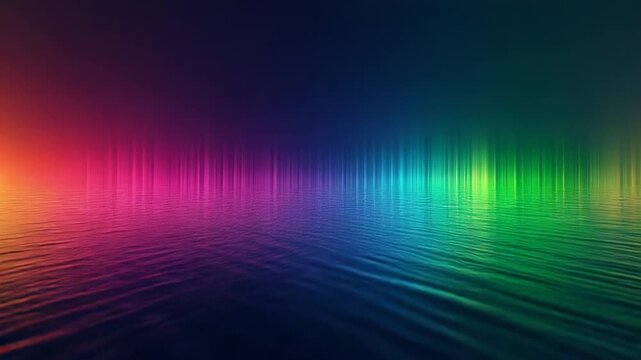 Abstract rainbow light spectrum reflecting on water surface
