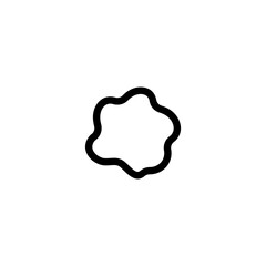 Abstract organic blob outline on white background, a simple black irregular fluid shape icon for minimalist design elements.