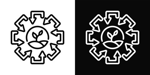 Environmental Impact Icon White And Black Background Style