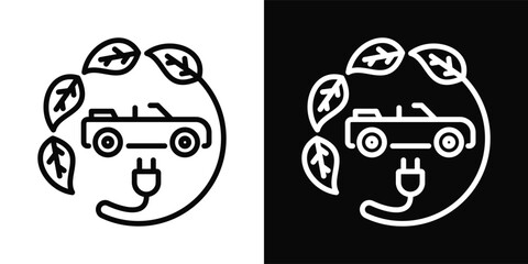 Sustainable Transportation Icon White And Black Background Style