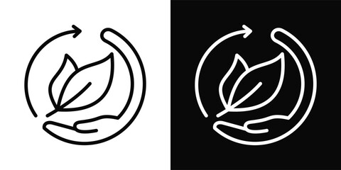 Eco Friendly Icon White And Black Background Style