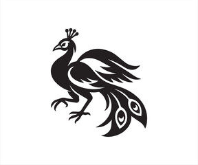 Obraz premium Peacock Silhouette Vector Illustration