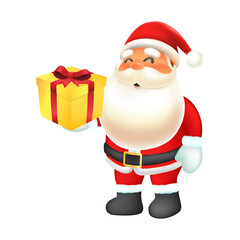 Cute Santa Claus Holding Gift Box