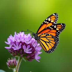 Fototapeta premium Monarch butterfly resting on a flower in the garden