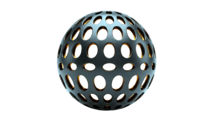 Abstract Perforated Sphere on White Background