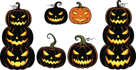 halloween pumpkin vector image for free scary jack o lantern carving design template artwork