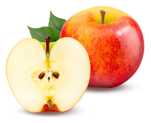 A fresh apple isolated on white background, Juicy and bright Apple on White Background With clipping path.