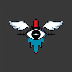 Winged Eye With Dripping Fantasy Colors.eps