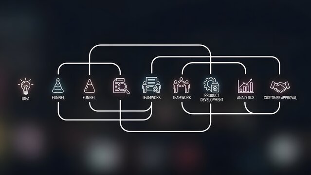 Neon light infographic for future business planning