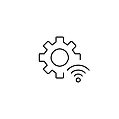 Cogwheel and wi-fi. System configuration updates and maintenance. Pixel perfect, editable stroke vector icon