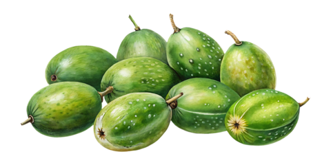 Pile of fresh green spotted melon fruits, healthy organic produce illustration.