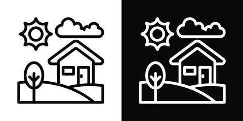 Habitat Icon White And Black Background Style