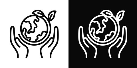 Biosphere Icon White And Black Background Style