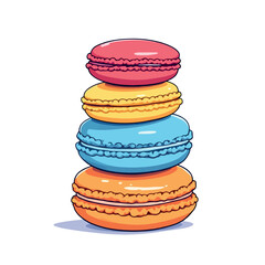Vsai colorful macarons stacking dessert cookies illustration