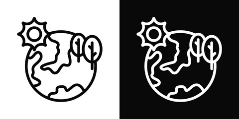 Earth Icon White And Black Background Style