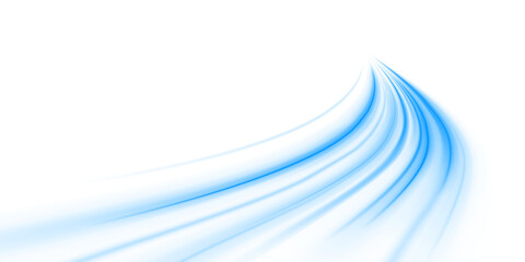 Bright blue trails curve smoothly in high-speed motion. Particles sparkle as they fly along the path. Perfect for futuristic web graphics. PNG