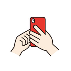 スマートフォンを操作する手のシンプルなベクターイラスト素材＿裏面＿カラー