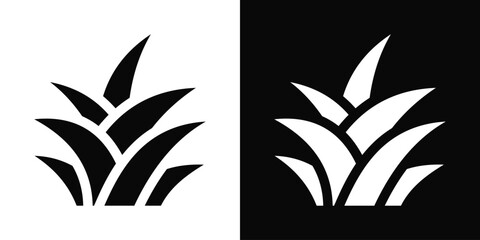 Grass Icon White And Black Background Style