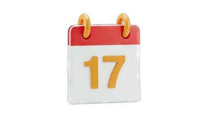 3D Calendar Showing Date 17 on White Background