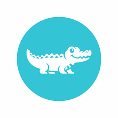 Cute cartoon alligator icon illustration.