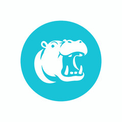 White Hippopotamus Head Open Mouth Icon.