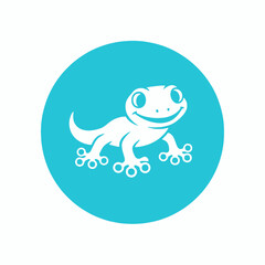 Cute Cartoon Gecko Lizard Smiling Happy Vector Illustration.