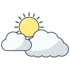 Cartoon Sun Behind the Cloud