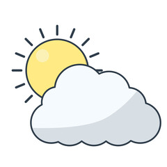 Cartoon Sun Behind the Cloud