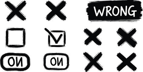 Obraz premium Click the check mark vector button. Vector of a red cross with a green checkmark.