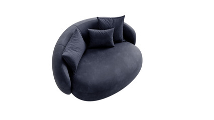 Circular leather couch on an isolated background. 

