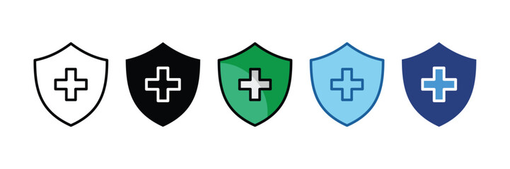 Obraz premium Medical Shield Icon Set Multiple Style Collection