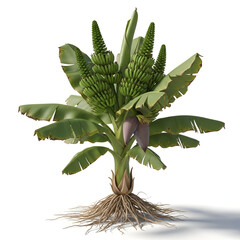 Full mature plantain plant with seed spikes
