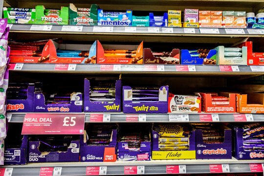 Selection of Popular Supermarket Chocolate Bars And Mint Confectionery