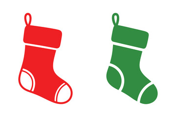 christmas stocking icons red and green vector