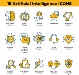 Fototapeta premium Artificial Intelligence ICONS