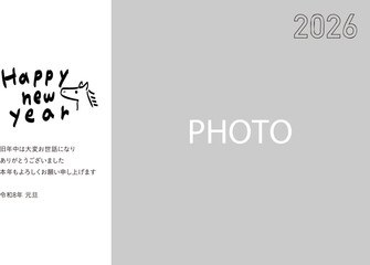 Obraz premium Cute Year of the Horse 2026 New Year's Card Materials