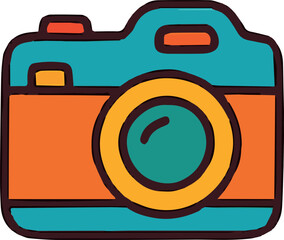 Vector illustration of a camera in a clean stylized design, perfect for photography, travel themes, media projects, photo blogging, digital graphics, children&rsquo;s illustrations and modern designs.