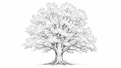 Hand-Drawn Tree Sketch Isolated on White Background